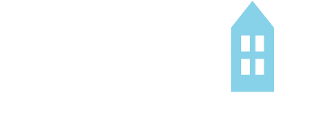 Logo with lettering that reads 'Hope Community Reimagined' with stylized branding mark of housing.